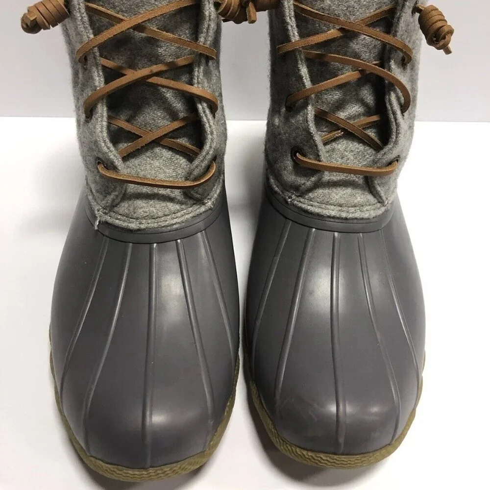 Sperry Women’s Saltwater, Gray Rain Booties, Size 8.5 M
